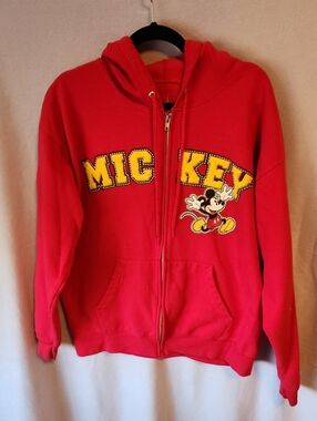 Disney Red Mickey Zip-Up Hoodie with Yellow Applique